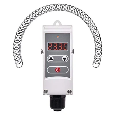 Afbeelding van EMOS P5683 Installatiethermostaat met instelbare schakelgevoeligheid, spiraalveer, digitaal display, buisthermostaat, instelbereik 5 C tot 80 C, 45 x 110 mm