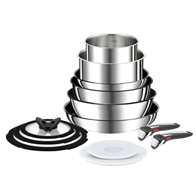 Afbeelding van Tefal Ingenio Preference ON L9749432 13 delige inductiekookpan met antiaanbaklaag, 24 en 28 cm, pannen 16 20 wok 26 pan glazen deksel
