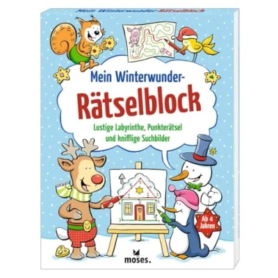 Afbeelding van moses. Mein Winterwunder Rätselblock, Lustige Labyrinthe, Punkterätsel und knifflige Suchbilder, Rätselspaß für Kinder, Raten, Spielen, Malen, Suchen, Beschäftigungsbuch ab 4 Jahren