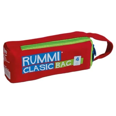 Afbeelding van Cayro Rummi Travel in kleine tas, ideaal gezelschapsspel voor op reis, kinderen en volwassenen, combineert chips om te winnen, +2 spelers