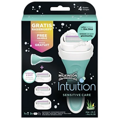 Afbeelding van 3x Wilkinson Intuition 2 in 1 Sensitive Care Scheermes Voordeelverpakking set