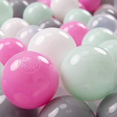 Afbeelding van KiddyMoon 700 ∅ 7Cm Kleurrijke Plastic Ballen Voor Zwembad Kinderen Baby Made In EU, Transparant/Grijs/Wit/Roze/Mint