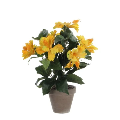 Afbeelding van Hibiscus Kunstplant in Bloempot Stan H40 x Ø30 cm Geel