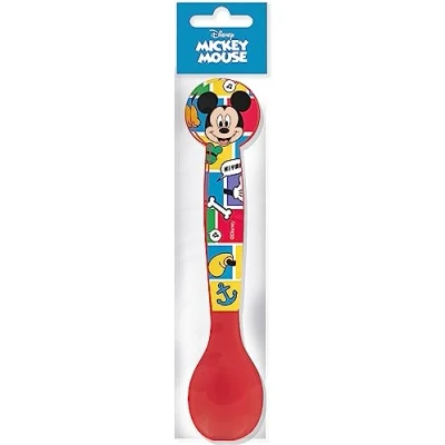 Afbeelding van Disney kinderbestek van kunststof, motief: Mickey Mouse Micky met vork en lepel, rood, 2 stuks