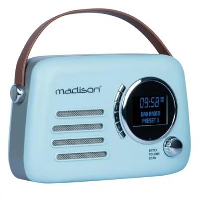 Afbeelding van Freesound VR30BL DAB trendy lichtblauwe retro radio met FM BT en accu