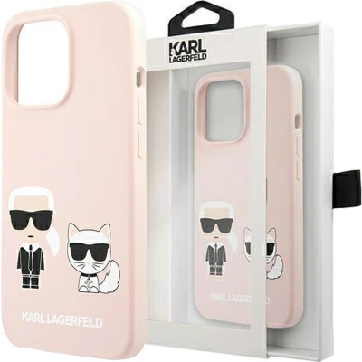 Afbeelding van Karl Lagerfeld KLHMP13LSSKCI iPhone 13 Pro / 6.1 hardcase lichtroze/lichtroze Siliconen Ikonik &amp; Choupette Magsafe