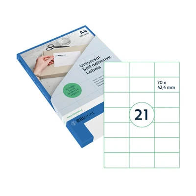 Image de Rillprint 83213 étiquettes universelles A4 70 x 42,4 mm (525 étiquettes) transparent