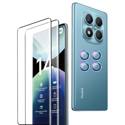 Afbeelding van Rojeuinn verre trempé pour Xiaomi Redmi Note 14 Pro 4G Film de protection, 2 pièces en trempé+caméra arrière, anti éclat, dureté 9H