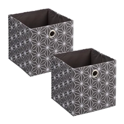 Afbeelding van Relaxdays opbergmand set van 2 vierkant opbergdoos met oogje patroon opvouwbaar