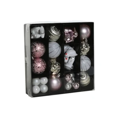 Afbeelding van Kerstballen Home ESPRIT Roze PVC 25 x 6 cm