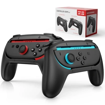 Afbeelding van Lmcpa Joy Con Lot de 2 poignées ergonomiques antidérapantes pour Nintendo Switch (2025), accessoires manette Cons New Gen 2025 (noir)