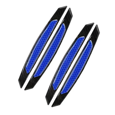 Afbeelding van WeFoonLo 4 stuks koolstofvezel deurbeschermingsstickers voor auto, SUV, pickup, vrachtwagen (blauw)