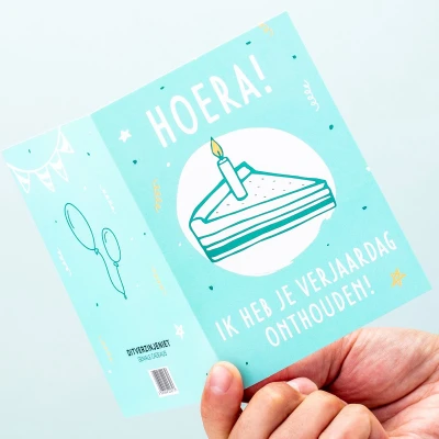 Afbeelding van Wenskaart Hoera! Ik Heb Je Verjaardag Onthouden! Grote (A5 Formaat)