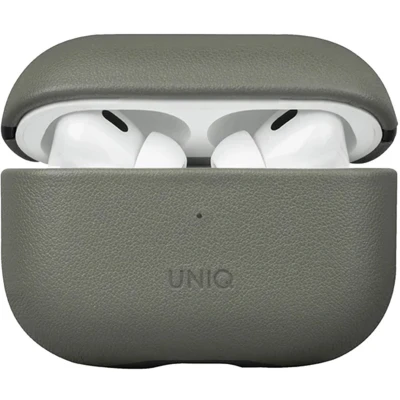 Afbeelding van Uniq Hoesje Geschikt voor AirPods Pro 2 Terra echt lederen Case groen