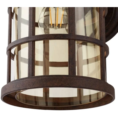 Afbeelding van Lindby buitenwandlamp Ankea, roest/amber, 37 cm, IP23, E27