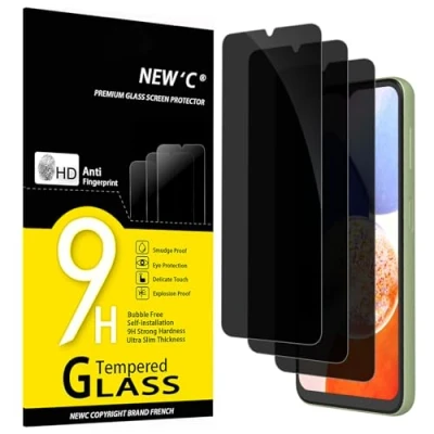 Afbeelding van NEW&#039;C Set van 3, anti spionage gehard glas voor Samsung Galaxy A14 5G/A14 4G/M14 5G displaybeschermfolie effectief tegen krassen zonder luchtbellen zeer resistent hardheid 9H
