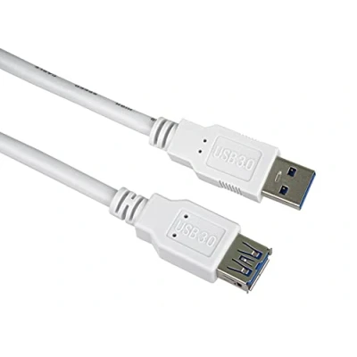 Afbeelding van PremiumCord USB 3.0 verlengkabel SuperSpeed datakabel tot 5 Gbit/s oplaadkabel type A bus op stekker, 9 pinnen, 3 afscherming, kleur wit, lengte 1 m