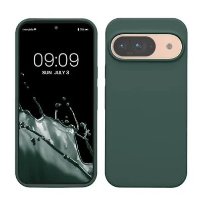 Afbeelding van kwmobile hoesje geschikt voor Google Pixel 9 / Pro case Siliconen telefoonhoesje Telefoon beschermhoes Smartphone cover in mosgroen