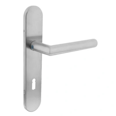 Afbeelding van Intersteel Deurkruk Hoek 90 op schild sleutelgat 72 mm rvs geborsteld