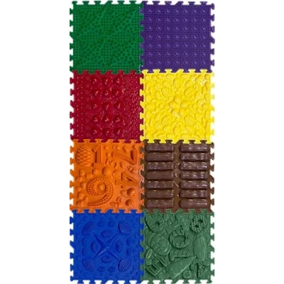 Afbeelding van ORTO NATURE Massagemat Puzzel Orthopedische Speelmat voor Kinderen, Zintuiglijk spel, in elkaar grijpende vloertegels, Speelmattenset (Happy Path)