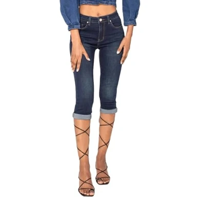 Afbeelding van Nina Carter P132 Jeansbroek voor dames, skinny fit, hoge taille, used look, Blauw (P132 2)