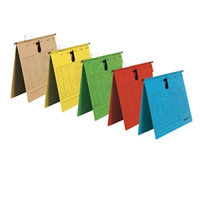 Afbeelding van Falken UniReg, 5 stuks hangmappen Made in Germany Commerciële map van DIN A4 gerecycled karton diverse kleuren ideaal voor het opbergen bladeren op kantoor en de overheid