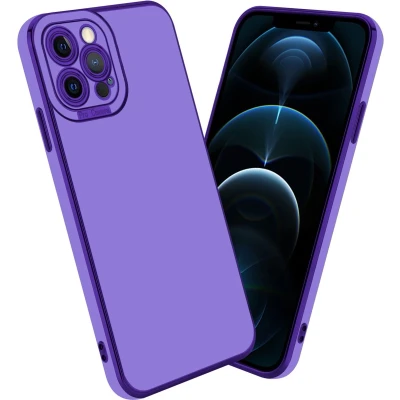 Afbeelding van Cadorabo Hoesje geschikt voor Apple iPhone 12 PRO MAX in Glossy Paars Rose Goud Beschermhoes van flexibel TPU silicone Case Cover en met camerabescherming