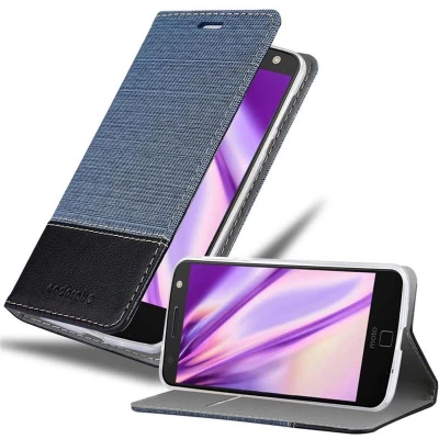 Afbeelding van Cadorabo Hoesje geschikt voor Motorola MOTO Z in DONKERBLAUW ZWART Beschermhoes met magnetische sluiting, standfunctie en kaartvakje Book Case Cover Etui