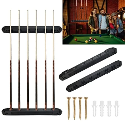 Afbeelding van keu houder set hout en plastic biljartkeu wandhouder duurzame met schroeven gladde biljartwandhouder zwart biljartstick billiard accessoires voor Cue