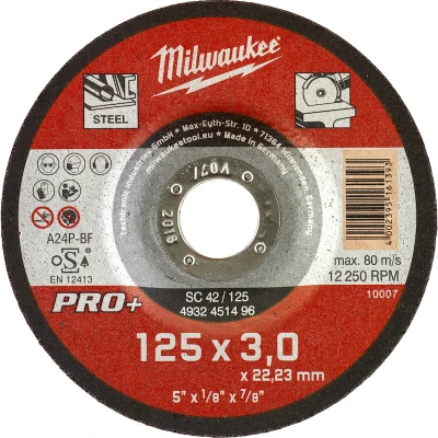 Afbeelding van MILWAUKEE 4932451496 pro+ metaaldoorslijpschijf SC42 125 x 3