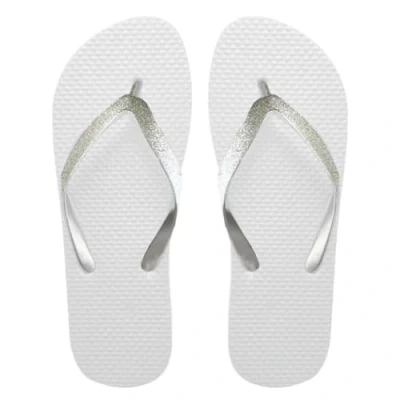 Afbeelding van SUGAR ISLAND® Dames zomer strand flip flop slippers zwembad schoenen, Wit glitter zilver