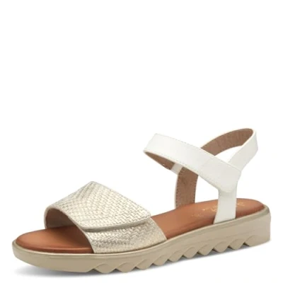 Afbeelding van Jana 8 28265 42 platte sandalen voor dames, Wit Goud