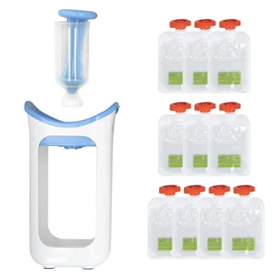 Afbeelding van Tumnea Baby Squeeze Station Fruit Puree Zuigeling Food Maker met Bag Home Keuken Gereedschap (blauw)
