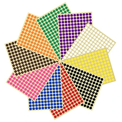 Afbeelding van Ronde zelfklevende stickers, 10 mm, kleurcodering, etiketten, 3300, zelfklevend, 20 vellen, voor kantoor, school, kalenders, kaartstickers