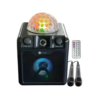 Afbeelding van N GEAR Disco Block 410 Bluetooth Speaker Karaokeset Partybox met Verlichting + 2 Microfoons Zwart
