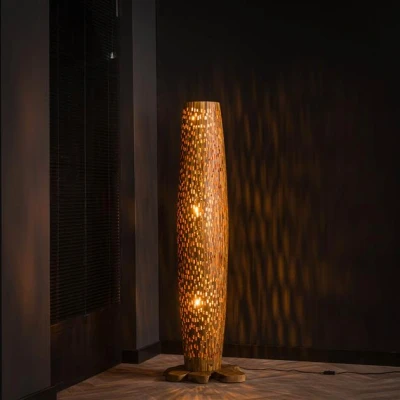 Afbeelding van Hoyz Collection Vloerlamp M Bars Teakhout 145cm