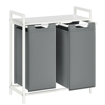 Afbeelding van Wasmand met 2 x 46 liter capaciteit en legplank 73 33 72 cm