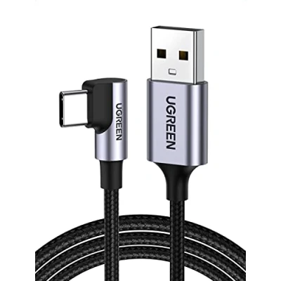 Afbeelding van UGREEN USB Type C Kabel 90 Graden Ondersteunt Quick Charge 4.0/3.0/2.0 Snel Opladen Nylon Compatibel met Galaxy S21 S20 Note 10 A51, Redmi 9 Pro 9, Huawei P40 P30 enz.(0,5M)