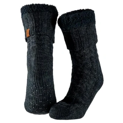 Afbeelding van Apollo Huissokken heren met vacht anti slip Blauw Grijs One size Fluffy sokken Slofsokken Huisokken Warme