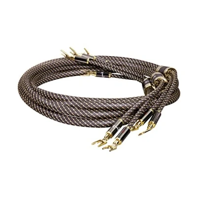 Afbeelding van Dynavox Prime Black Line luidsprekerkabel, paar, flexibel, bananenstekker en schroefvorken, gemaakt, kleur: zwart, lengte 2 m