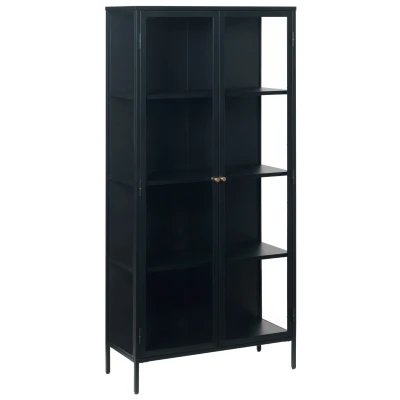 Afbeelding van Hygge Interiors Carmel Glazen Opbergkast 190 cm Zwart