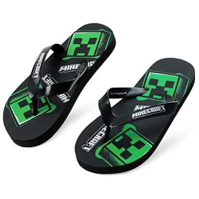 Afbeelding van Minecraft Kinderslippers voor jongens, strandsandalen kinderen, 28 39, Zwarte teenslippers