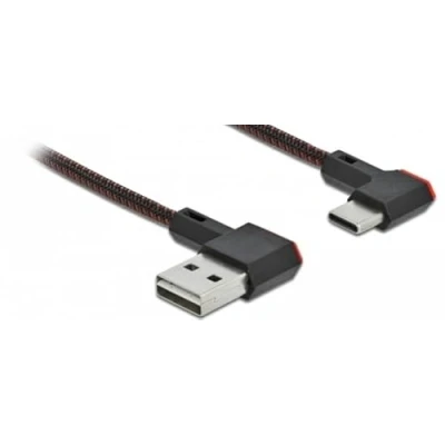 Afbeelding van Delock USB A naar C Kabel 2.0 Haaks links en rechts 0,2 meter Zwart