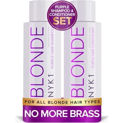 Image de Shampoing Violet Dejaunisseur Et Apres Blond (500ml x2) SANS SULFATE Bleu Pour Cheveux Blonds Gris Toner Blonde Après Shampooing