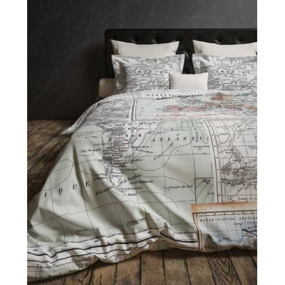 Afbeelding van Heckett Lane Dekbedovertrek Katoen Satijn Greyson Crystal Blue 260x200/220cm