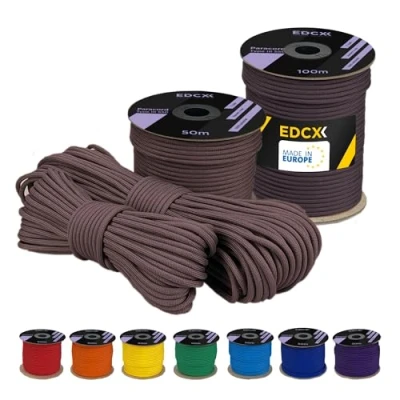 Afbeelding van EdcX Paracord van polyester, 50 m, 4 mm, belastbaar tot 220 kg, scheurvast, uv bestendig, waterdicht, voor kamperen, woondecoratie, knutselen, leven