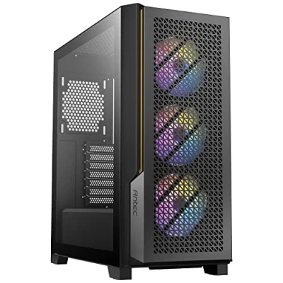 Afbeelding van Antec P20C ARGB Midi tower PC behuizing Zwart Zijvenster, Stoffilter, 3 voorgeïnstalleerde LED ventilators