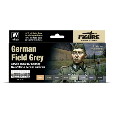 Afbeelding van Vallejo Model Color Set van 8 uniforme acrylverf, Duits veldgrijs, verschillende kleuren, 17 ml