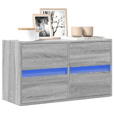 Afbeelding van Tv wandmeubel met LED 80x31x45 cm grijs sonoma eikenkleurig