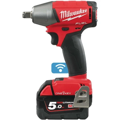Afbeelding van Milwaukee M18 ONEIWF12 502X 18V Li Ion Accu slagmoersleutel ONE KEY set (2x 5.0Ah accu) in HD BOX 300Nm 1/2&quot; koolborstelloos